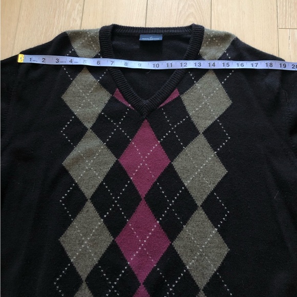 Daniel Hechter Paris Black Argyle V Neck Sweater - Picture 2 of 10